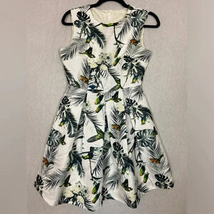 NWT Luna fit  and flare floral dress with pockets Sz S